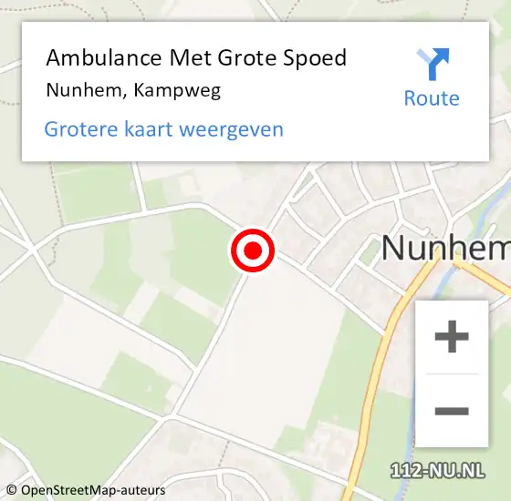 Locatie op kaart van de 112 melding: Ambulance Met Grote Spoed Naar Nunhem, Kampweg op 23 juni 2019 03:10