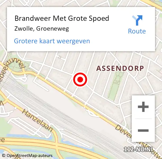Locatie op kaart van de 112 melding: Brandweer Met Grote Spoed Naar Zwolle, Groeneweg op 23 juni 2019 03:14
