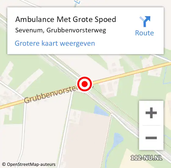 Locatie op kaart van de 112 melding: Ambulance Met Grote Spoed Naar Sevenum, Grubbenvorsterweg op 23 juni 2019 03:20