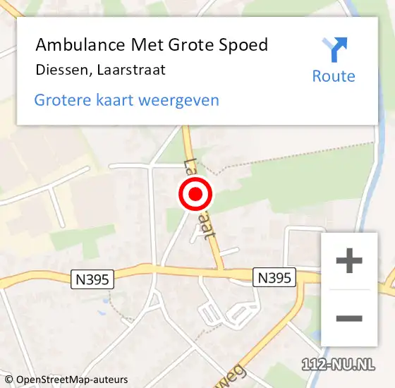 Locatie op kaart van de 112 melding: Ambulance Met Grote Spoed Naar Diessen, Laarstraat op 23 juni 2019 03:52