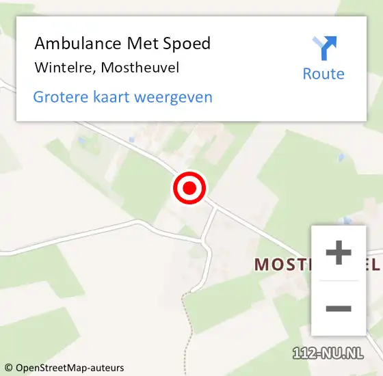 Locatie op kaart van de 112 melding: Ambulance Met Spoed Naar Wintelre, Mostheuvel op 23 juni 2019 04:12