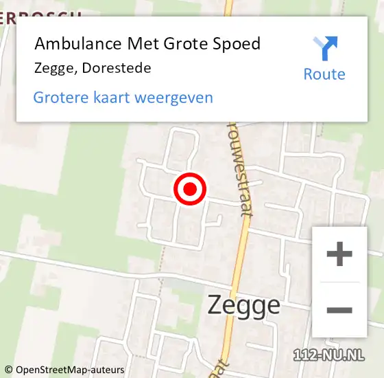 Locatie op kaart van de 112 melding: Ambulance Met Grote Spoed Naar Zegge, Dorestede op 23 juni 2019 05:07