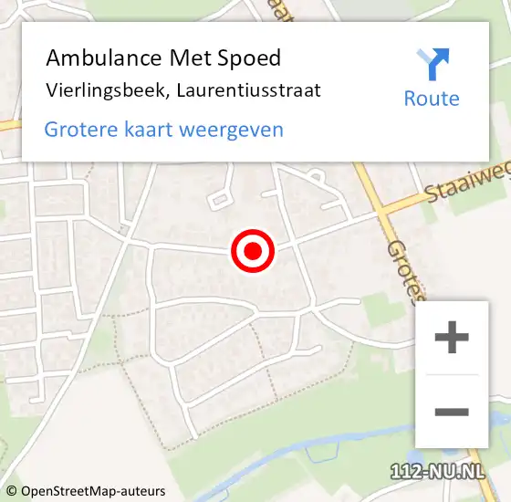 Locatie op kaart van de 112 melding: Ambulance Met Spoed Naar Vierlingsbeek, Laurentiusstraat op 23 juni 2019 07:15