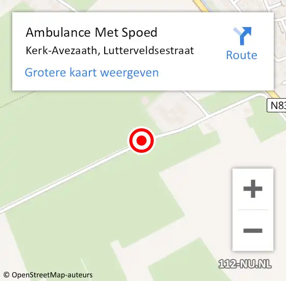 Locatie op kaart van de 112 melding: Ambulance Met Spoed Naar Kerk-Avezaath, Lutterveldsestraat op 23 juni 2019 08:30