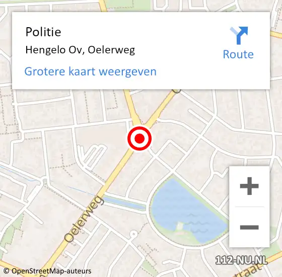 Locatie op kaart van de 112 melding: Politie Hengelo Ov, Oelerweg op 23 juni 2019 08:31