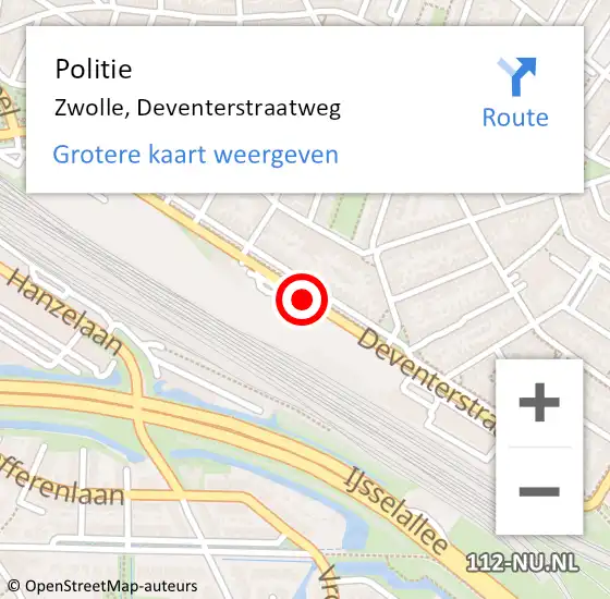 Locatie op kaart van de 112 melding: Politie Zwolle, Deventerstraatweg op 23 juni 2019 09:01