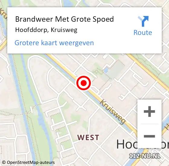 Locatie op kaart van de 112 melding: Brandweer Met Grote Spoed Naar Hoofddorp, Kruisweg op 23 juni 2019 09:02