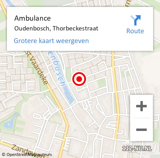 Locatie op kaart van de 112 melding: Ambulance Oudenbosch, Thorbeckestraat op 23 juni 2019 09:44