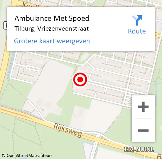 Locatie op kaart van de 112 melding: Ambulance Met Spoed Naar Tilburg, Vriezenveenstraat op 23 juni 2019 10:14