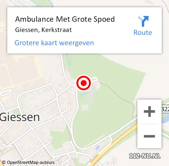 Locatie op kaart van de 112 melding: Ambulance Met Grote Spoed Naar Giessen, Kerkstraat op 23 juni 2019 10:29