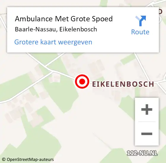 Locatie op kaart van de 112 melding: Ambulance Met Grote Spoed Naar Baarle-Nassau, Eikelenbosch op 23 juni 2019 10:50