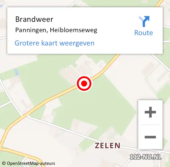 Locatie op kaart van de 112 melding: Brandweer Panningen, Heibloemseweg op 7 september 2013 17:51