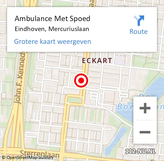 Locatie op kaart van de 112 melding: Ambulance Met Spoed Naar Eindhoven, Mercuriuslaan op 23 juni 2019 12:17