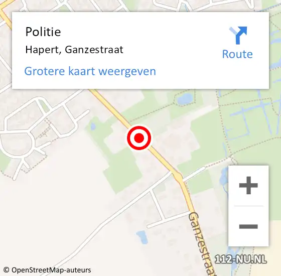 Locatie op kaart van de 112 melding: Politie Hapert, Ganzestraat op 23 juni 2019 12:18