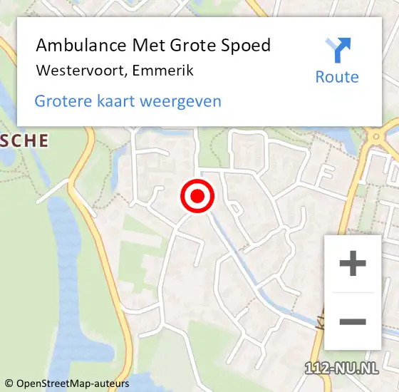 Locatie op kaart van de 112 melding: Ambulance Met Grote Spoed Naar Westervoort, Emmerik op 23 juni 2019 12:49