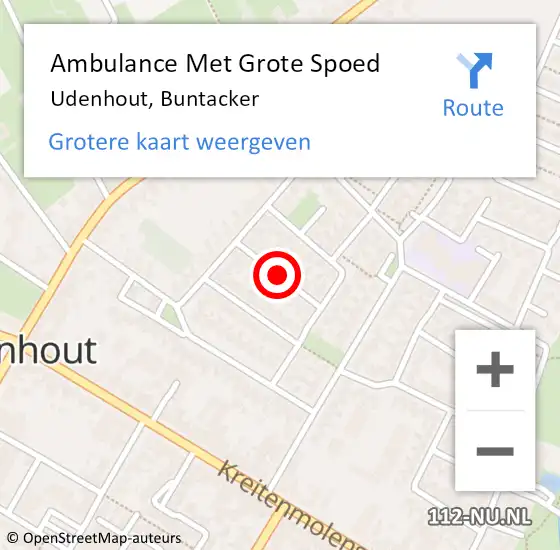 Locatie op kaart van de 112 melding: Ambulance Met Grote Spoed Naar Udenhout, Buntacker op 23 juni 2019 12:57