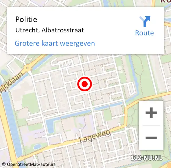 Locatie op kaart van de 112 melding: Politie Utrecht, Albatrosstraat op 23 juni 2019 13:59
