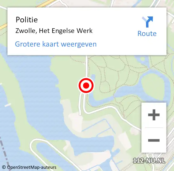 Locatie op kaart van de 112 melding: Politie Zwolle, Het Engelse Werk op 23 juni 2019 14:06