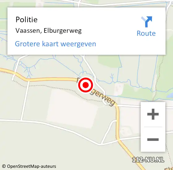 Locatie op kaart van de 112 melding: Politie Vaassen, Elburgerweg op 23 juni 2019 14:37