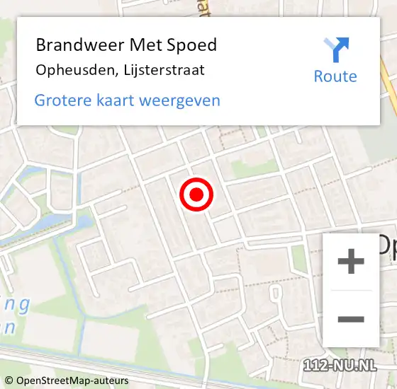 Locatie op kaart van de 112 melding: Brandweer Met Spoed Naar Opheusden, Lijsterstraat op 23 juni 2019 14:53