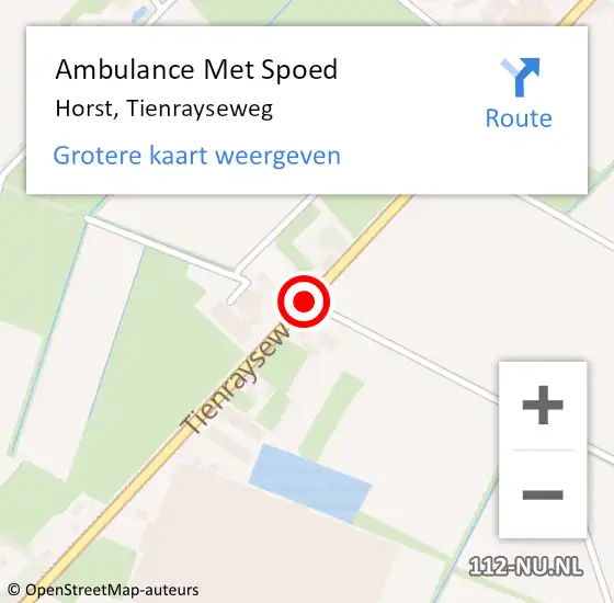 Locatie op kaart van de 112 melding: Ambulance Met Spoed Naar Horst, Tienrayseweg op 23 juni 2019 15:12