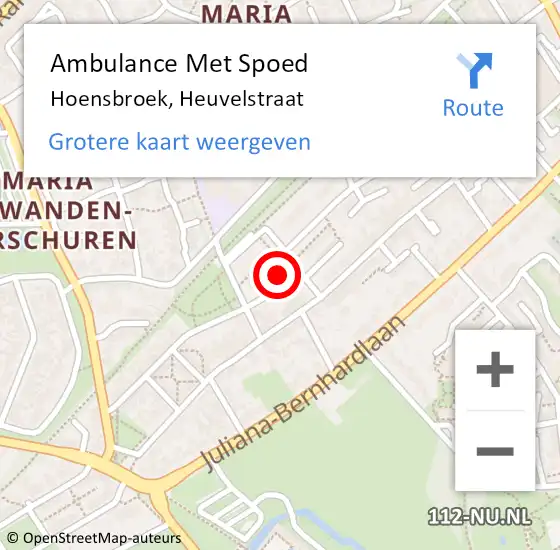 Locatie op kaart van de 112 melding: Ambulance Met Spoed Naar Hoensbroek, Heuvelstraat op 5 april 2014 10:06