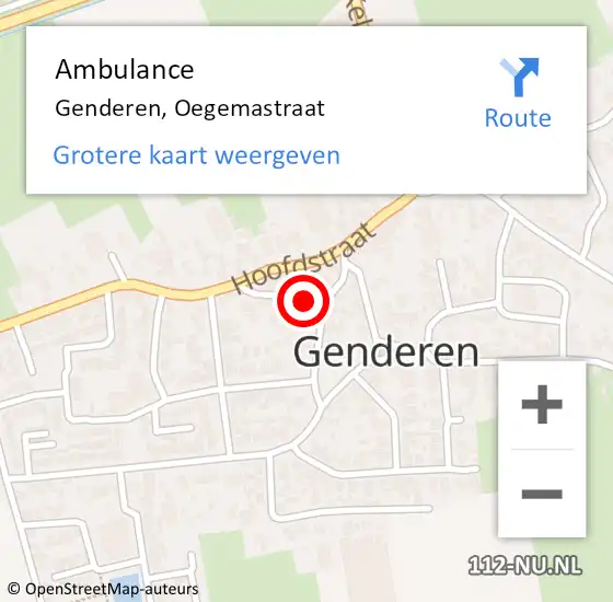 Locatie op kaart van de 112 melding: Ambulance Genderen, Oegemastraat op 23 juni 2019 15:49