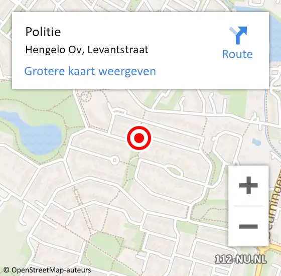 Locatie op kaart van de 112 melding: Politie Hengelo Ov, Levantstraat op 23 juni 2019 16:08