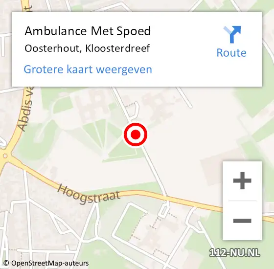 Locatie op kaart van de 112 melding: Ambulance Met Spoed Naar Oosterhout, Kloosterdreef op 23 juni 2019 16:43