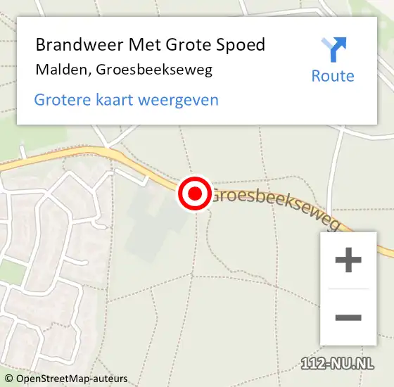 Locatie op kaart van de 112 melding: Brandweer Met Grote Spoed Naar Malden, Groesbeekseweg op 23 juni 2019 16:45