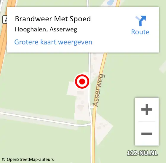 Locatie op kaart van de 112 melding: Brandweer Met Spoed Naar Hooghalen, Asserweg op 5 april 2014 10:18