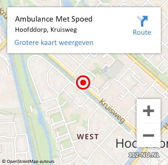 Locatie op kaart van de 112 melding: Ambulance Met Spoed Naar Hoofddorp, Kruisweg op 23 juni 2019 17:12