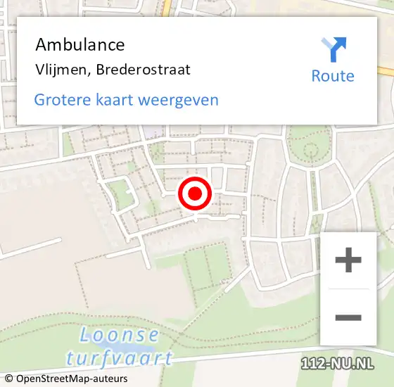 Locatie op kaart van de 112 melding: Ambulance Vlijmen, Brederostraat op 23 juni 2019 17:14