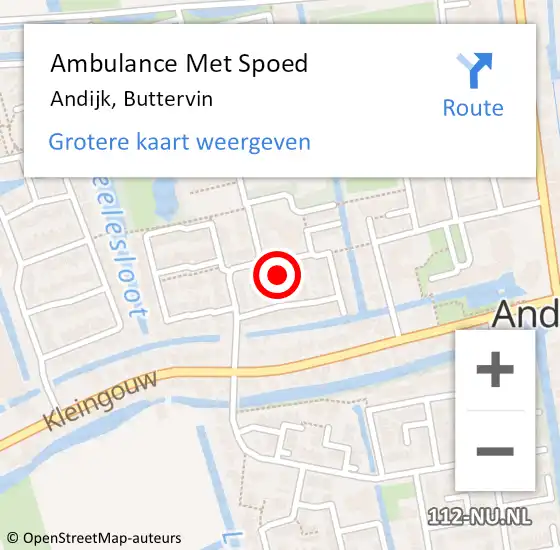 Locatie op kaart van de 112 melding: Ambulance Met Spoed Naar Andijk, Buttervin op 23 juni 2019 17:29