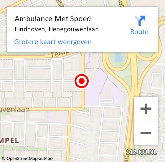 Locatie op kaart van de 112 melding: Ambulance Met Spoed Naar Eindhoven, Henegouwenlaan op 23 juni 2019 17:31