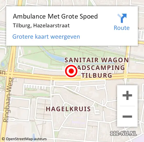 Locatie op kaart van de 112 melding: Ambulance Met Grote Spoed Naar Tilburg, Hazelaarstraat op 23 juni 2019 17:33