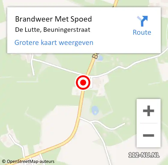 Locatie op kaart van de 112 melding: Brandweer Met Spoed Naar De Lutte, Beuningerstraat op 23 juni 2019 18:33