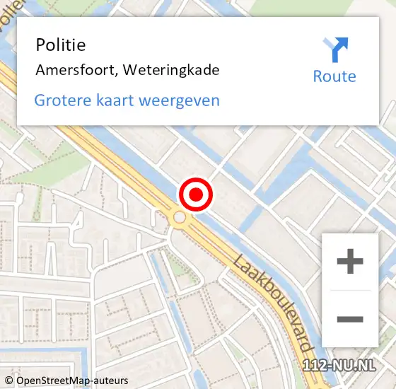 Locatie op kaart van de 112 melding: Politie Amersfoort, Weteringkade op 23 juni 2019 18:48