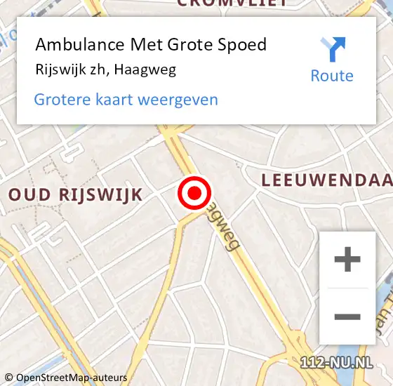 Locatie op kaart van de 112 melding: Ambulance Met Grote Spoed Naar Rijswijk zh, Haagweg op 23 juni 2019 19:05