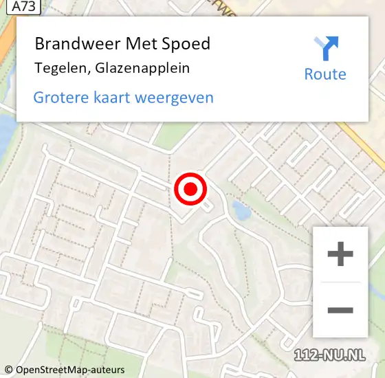 Locatie op kaart van de 112 melding: Brandweer Met Spoed Naar Tegelen, Glazenapplein op 23 juni 2019 19:19