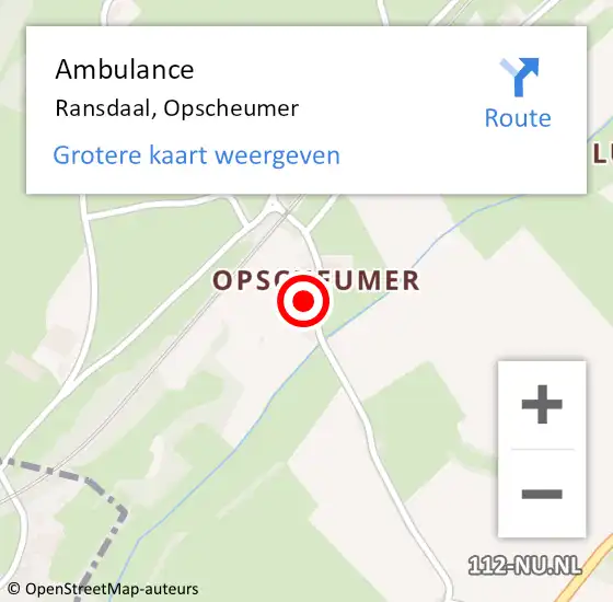 Locatie op kaart van de 112 melding: Ambulance Ransdaal, Opscheumer op 27 september 2013 17:01