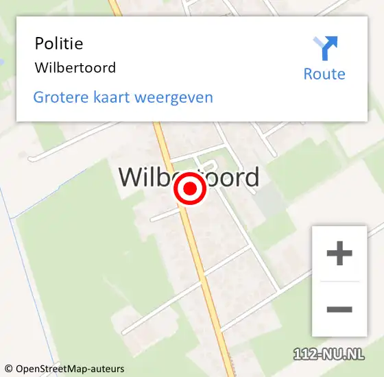 Locatie op kaart van de 112 melding: Politie Wilbertoord op 23 juni 2019 20:01