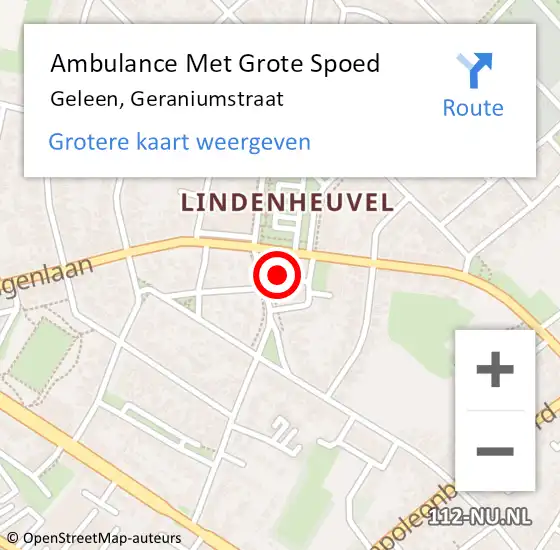 Locatie op kaart van de 112 melding: Ambulance Met Grote Spoed Naar Geleen, Geraniumstraat op 5 april 2014 10:41