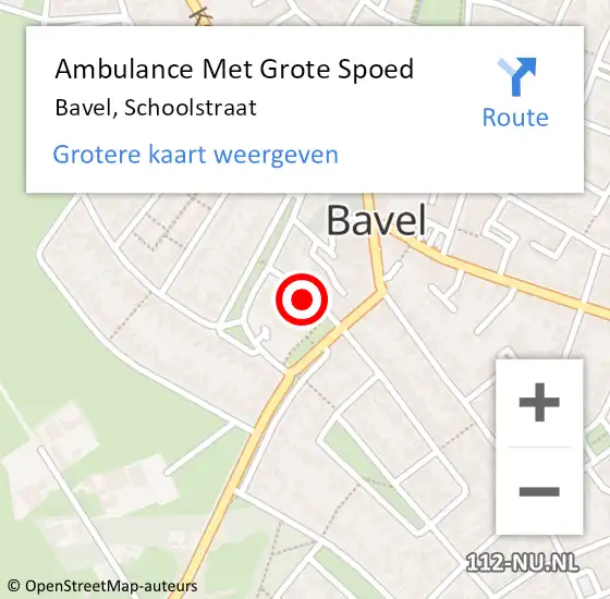 Locatie op kaart van de 112 melding: Ambulance Met Grote Spoed Naar Bavel, Schoolstraat op 23 juni 2019 20:45