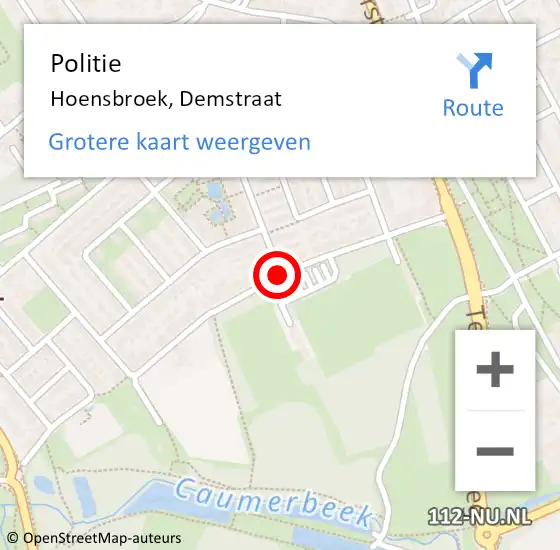 Locatie op kaart van de 112 melding: Politie Hoensbroek, Demstraat op 23 juni 2019 20:51