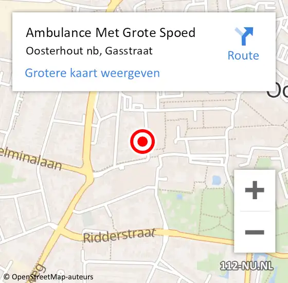 Locatie op kaart van de 112 melding: Ambulance Met Grote Spoed Naar Oosterhout nb, Gasstraat op 23 juni 2019 21:07