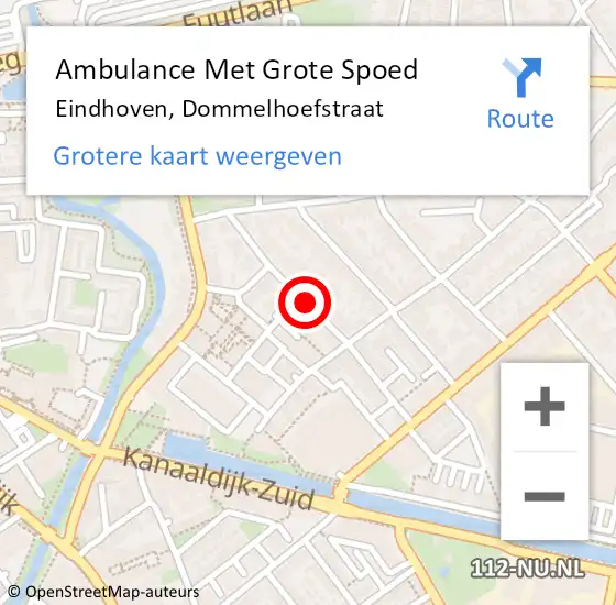 Locatie op kaart van de 112 melding: Ambulance Met Grote Spoed Naar Eindhoven, Dommelhoefstraat op 23 juni 2019 22:21