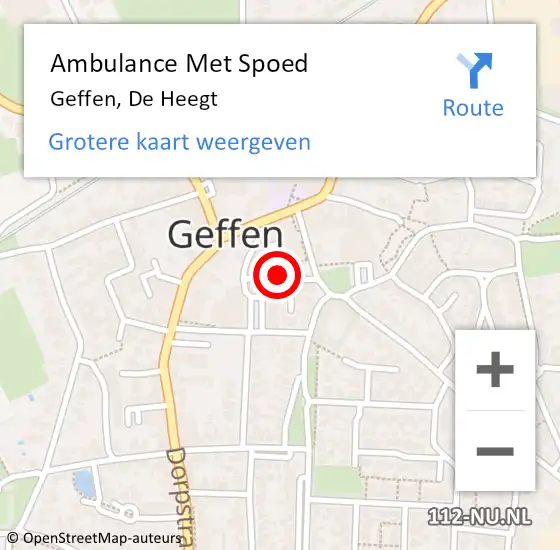 Locatie op kaart van de 112 melding: Ambulance Met Spoed Naar Geffen, De Heegt op 23 juni 2019 22:55