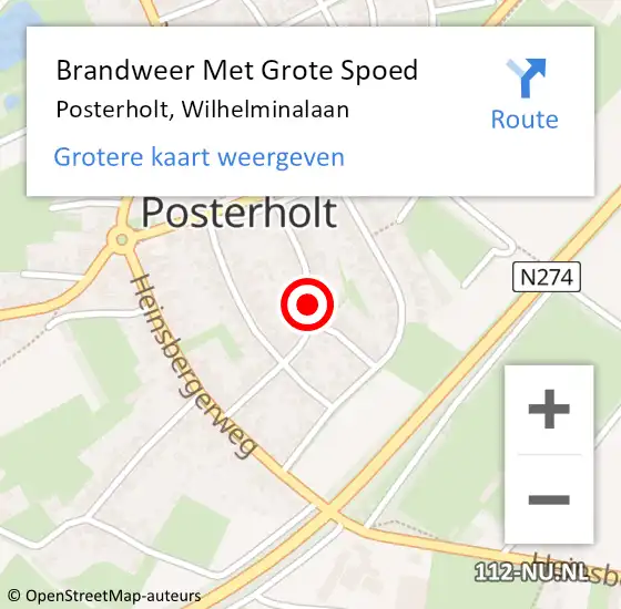 Locatie op kaart van de 112 melding: Brandweer Met Grote Spoed Naar Posterholt, Wilhelminalaan op 23 juni 2019 22:56