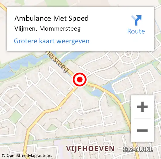 Locatie op kaart van de 112 melding: Ambulance Met Spoed Naar Vlijmen, Mommersteeg op 23 juni 2019 22:57